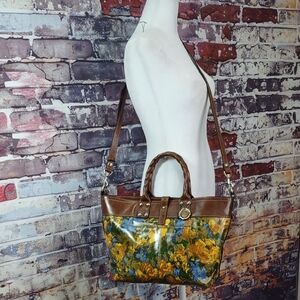 Patricia Nash "Analia" Wildflower Print Leather Top Handle/Crossbody Bag
